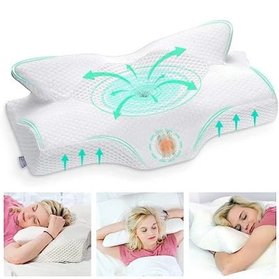 Obrázek Elviros Ortopedický polštář z paměťové pěny, na podporu šíje, proti chrápání, ergonomický polštář, 56 x 11 33 cm