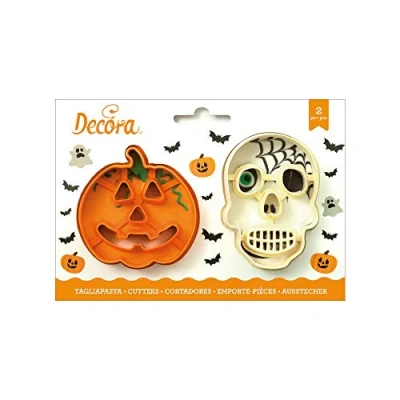 Obrázek DECORA 0255067 Ausstechform für Kekse Totenkopf und Kürbis, Kunststoff, Sortiert