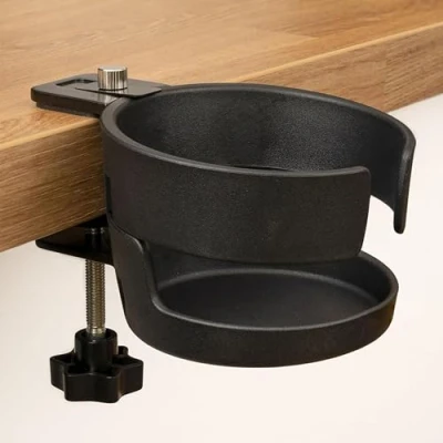 Obrázek Prémiový trojsměrný držák na nápoje stůl psací pohárků postel kaffe lahví Gaming Cup Holder Desk Clipp hrnek křeslo kancelářský stolní deska