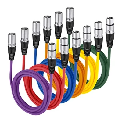 Obrázek Neewer® Balení 6 ks 6. 5FT / 2M XLR konektor na zdířku barva kabel mikrofonu guma zapečetěný spojovací vyvážený hadí (zelená, modrá, fialová, červená, žlutá a oranžová)