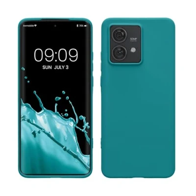 Obrázek kwmobile pouzdro kompatibilní s Motorola Edge 40 Neo měkké TPU silikonové vhodné pro bezdrátové nabíjení petrol