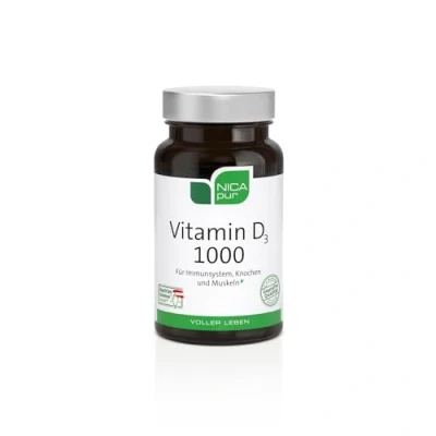 Obrázek NICApur Vitamin D3 1000 I základní zásobování vitamínem pro každý den čistá substance bez přísad 120 kapslí 10343