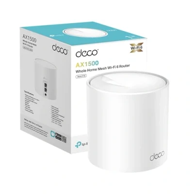 Obrázek TP Link Sada Deco X10 Mesh WLAN (1 balení), Wi Fi 6 AX1500 dvoupásmový opakovač a router, 2x gigabitové porty, přídavná jednotka, doporučeno pro domy s 1 2 ložnicemi, komplexní ochrana mládež,