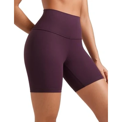 Obrázek CRZ YOGA Butterluxe dámské cyklistické kalhoty krátké sportovní s vysokým pasem jóga letní šortky běžecké fitness 6. 3/10/15/20 cm, Tmavá lila, 38