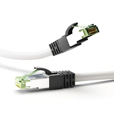 Obrázek Goobay 55123 CAT 8. 1 síťový kabel RJ45 zástrčka / Gaming PS5 Playstation 5 2. 000 MHz OFC LAN 0,5 metru patch LSZH bílý m