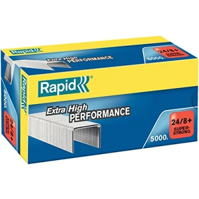 Obrázek Rapid 24860100 sešívacích sponek 24/8+mm Super silné, pozinkované, 5000 kusů