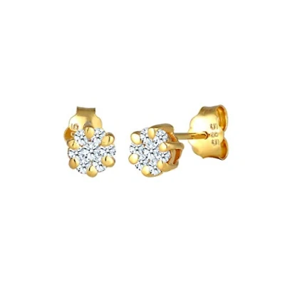 Obrázek DIAMORE náušnice Dámské Květina s diamantem (0,30 ct.) ze žlutého zlata 585, Fazetový brus, diamant