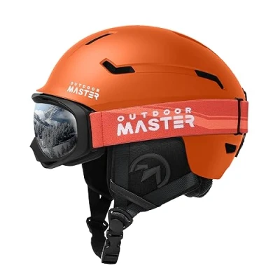 Obrázek OutdoorMaster Sada lyžařských helem, snowboardová helma s brýlemi pro dospělé 12 větracích otvorů lyžařské helmy muže, ženy a mládež