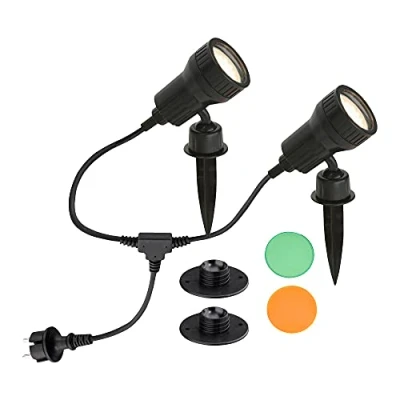 Obrázek BRILONER Svítidla venkovní svítidlo, zahradní osvětlení cest, sada 2 ks, 2x GU10, 3 W, 250 lumenů, vč. kolíku do země, IP44, černé