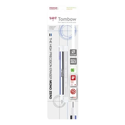 Obrázek Tombow EHR KUR přesná guma MONO zero a náplň kulatá špička, průměr 2,3 mm, bílá/modrá/černá