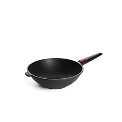 Obrázek Woll Nowo Titanium pánev wok a míchací pánev, Ø 30 cm, výška 10 s odnímatelnou rukojetí vhodné pro sklokeramiku, plyn, elektrické, halogen nevhodné indukci, vhodná do trouby, černá