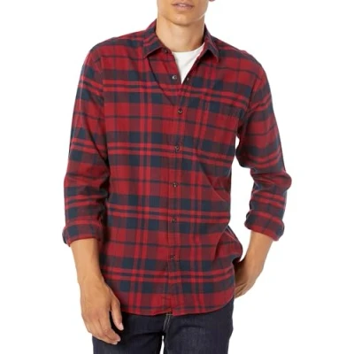 Obrázek Amazon Essentials Herren Langarmhemd aus Flanell (in Übergröße erhältlich), Rot Karomuster, XL