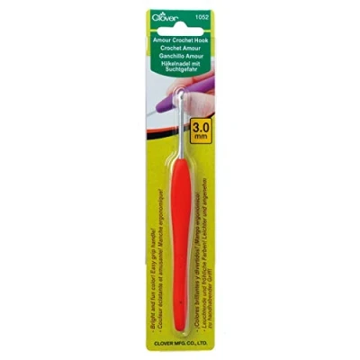Obrázek Clover CL1052, háčkovací jehlice z hliníkové rukojeti elastomeru, oranžové, 3
