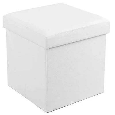 Obrázek SONGMICS Sedací stolička skládací úložný box zatížitelný do 300 kg, bílá, 38 x cm, LSF103