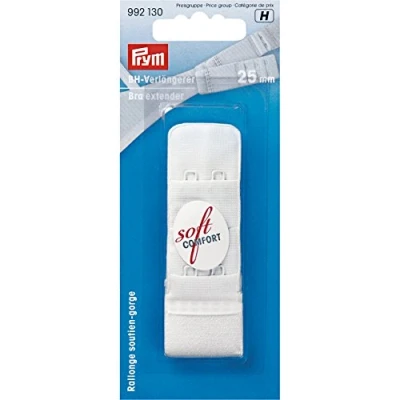 Obrázek Prym 992130 3 x 2 háčky bílé, 32% bavlna, prodlužovačka podprsenky černá 25 mm, 1 kus (1 balení)