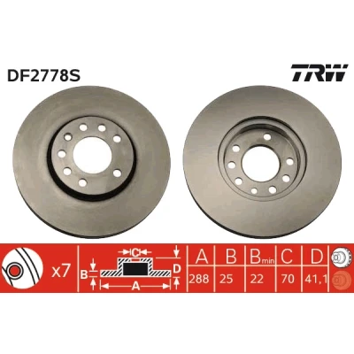 Obrázek Brzdový kotouč TRW DF2778S
