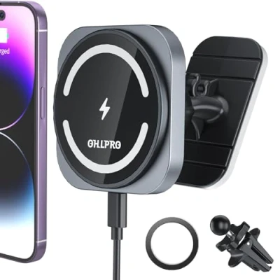 Obrázek OHLPRO für Magsafe Autohalterung mit Ladefunktion, 360 Drehung iPhone 15 Pro Max Autohalterung, Kompatibel der 16/15/14/13/12 Serie Handyhalterung Auto Stick auf dem Armaturenbrett