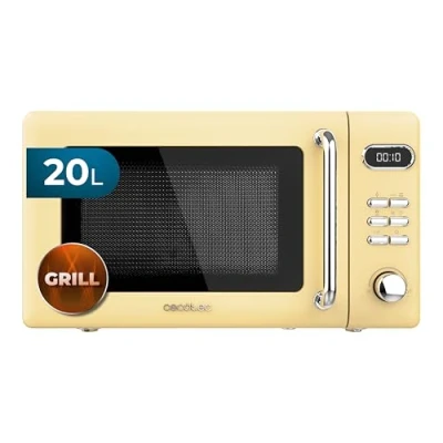 Obrázek Cecotec Digitale Mikrowelle mit Grill Proclean 5110 Retro Yellow, 700 W, 5 Stufen, Timer bis 60 Minuten, 8 Programme und Auftaumodus, Vintage Design in Gelb
