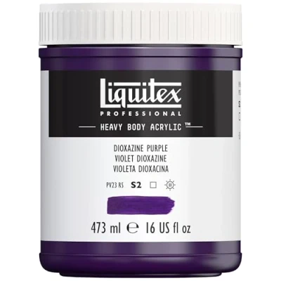 Obrázek Liquitex 4412186 Professional Heavy Body akrylová barva v umělecké kvalitě s vynikající stálostí na světle máslové konzistenci, hrnec 473 ml dioxazinová purpurová