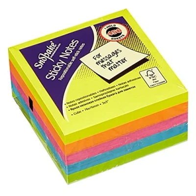 Obrázek Snopake Sticky poznámkový blok, Post It, 76 x mm, neonový, různé barvy (450 listů/kostek) číslo výrobku 11702 mm neon/různé