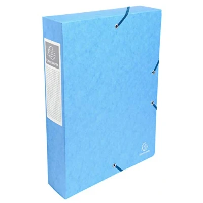 Obrázek Exacompta 50606E 1 Odkládací box s gumovými pásky Exabox z lesklého kartonu 600g/m2 zadní strana 6 cm rozměry 25 x 33 pro dokumenty A4 Barva tyrkysová se dodává smontovaná
