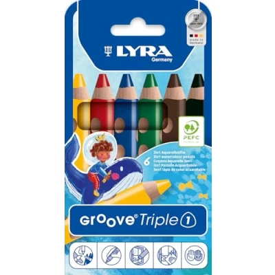 Obrázek LYRA L3831060 Groove Triple 1, kartonové pouzdro se 6 barevnými tužkami, tříděné, vícebarevné