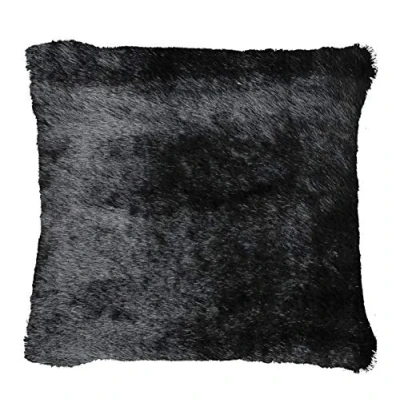 Obrázek Gözze Povlak na polštář do bytu, umělá kožešina v ušlechtilém vzhledu kožešiny, design norek, 50 x cm černá