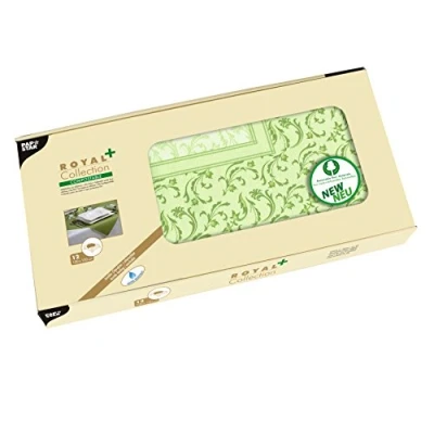 Obrázek Papstar, 12 Střední stropy, látkového charakteru, PV pro Tissue &quot;ROYAL Collection Plus&quot; 100 cm x olivově zelená &quot;Damascato&quot;, # 85789