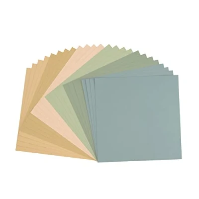 Obrázek Vaessen Creative Florence Cardstock papír, barevný mix plážových tónů, 216 gramů/m², čtverec, 30,5 x cm, 24 kusů, textura, pro scrapbooking, výrobu karet, ražení a jiná papírová řemesla