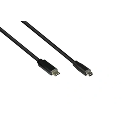 Obrázek Good Connections USB 2.0 připojovací kabel konektor C na Mini B (5 pin) fólie a opletení, měděný vodič 0,3 m / 30 cm černý