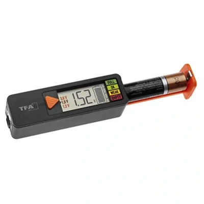 Obrázek TFA Dostmann Tester baterií BatteryCheck, 98. 1126. 01, pro baterie a (AA,C, D), knoflíková baterie, bloková zobrazení stavu nabíjení/voltů, jednoduché rychlé, černý
