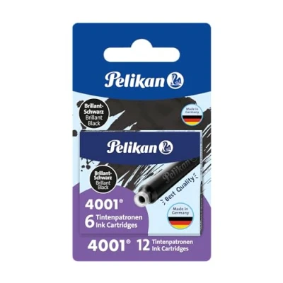 Obrázek Pelikan 330803 standardní inkoustové patrony 4001, 2 pouzdra, v blistru, brilantní černá