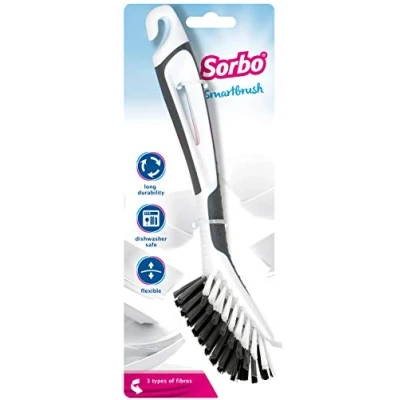 Obrázek Sorbo Smart Brush, Spülbürste, Spülbürste mit rutschfestem Soft Grip Griff, langlebig, hitzebeständig und spülmaschinenfest, graue Farbe, Maße 6 x 10 26 cm