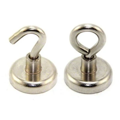 Obrázek Ferrit Klemmmagnet Mit M6 Haken zum Aufhängen, Halten Oder Anzeigen von Gegenständen 32mm Durchmesser x 45mm Hoch 5,8kg Zug Norden