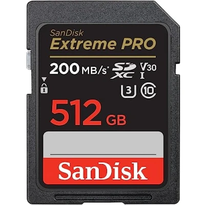 Obrázek Paměťová karta SanDisk Extreme PRO SDXC UHS I 512 GB (V30, přenosová rychlost 200 MB/s, U3, 4K UHD videa, technologie QuickFlow, teplotně odolná)