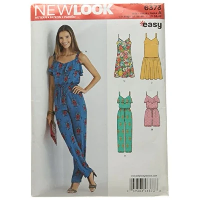 Obrázek New Look Schnittmuster 6373: Damen Overall oder Strampler und Kleider, Größe A, Papier, Mehrfarbig, Size A (8 10 12 14 16 18 20)