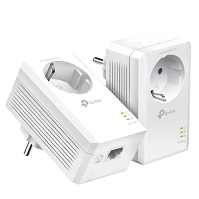 Obrázek TP Link Sada adaptérů Powerline TL PA7017P KIT(1000 Mbit/s, se zásuvkou, gigabitový port, Plug&amp;Play, kompatibilní všemi adaptéry HomePlug AV/AV2, ideální pro streamování médií)