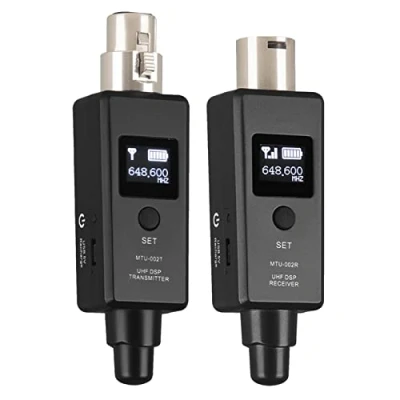 Obrázek bezdrátový mikrofonový vysílač a přijímač, nabíjecí mikrofon, systém, adaptér pro dynamický audio mixér, PA fotoaparát