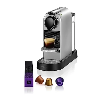 Obrázek kávovar Krups Nespresso XN741B volně stojící na espresso automatické vypnutí nádržka vodu 1 litr 1260 W stříbrný