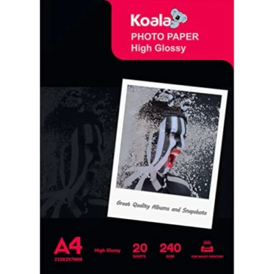 Obrázek Koala Inkjet Hochglänzend Fotopapier DIN A4, 240 g/m², 20 Blatt, für Canon HP Epson Tintenstrahldrucker