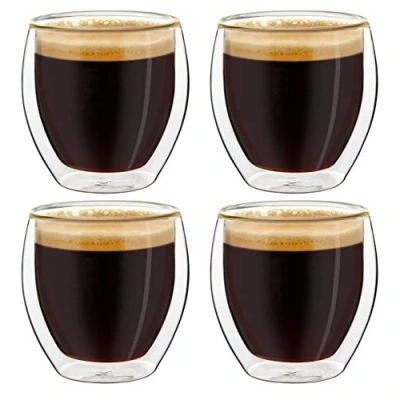 Obrázek Creano dvoustěnné sklenice na espresso, 4dílná sada 100 ml termosklenice s plovoucím efektem