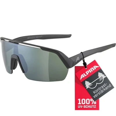 Obrázek ALPINA Unisex dospělí, TURBO HR Q LITE sportovní brýle, černé matné/stříbrné, jedna velikost
