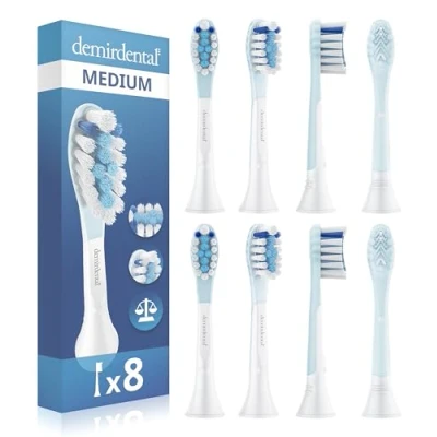 Obrázek 8 náhradních kartáčků od demirdental vhodných pro náhradní kartáčky Philips Sonicare C3 Premium Plaque Defence standardní hlavice sonických zubních kartáčků, odpovídá HX9044, kompatibilní
