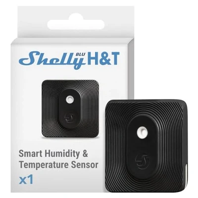 Obrázek Shelly Blu H&amp;T černá Bluetooth ovládaný snímač teploty a vlhkosti Ochrana proti stříkající vodě prachotěsný třída ochrany IP54 iOS Android App šifrování