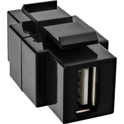 Obrázek InLine 76201T USB 2.0 Keystone Snap in vložka, A zdířka / B zdířka, černý kryt