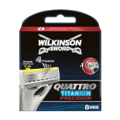 Obrázek Wilkinson Sword Quattro Titanium Precision břity, pro muže, holicí strojky, 8 ks
