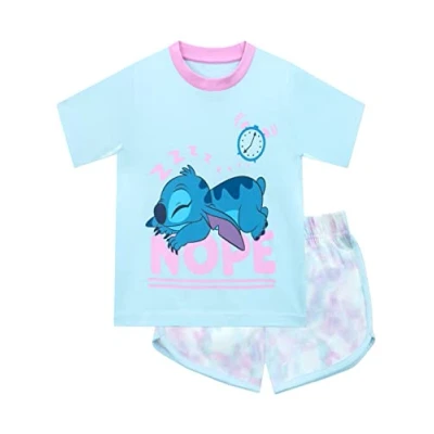 Obrázek Disney Stitch pyžamo dívčí s fialovými a stehy Tie Dye pyžama pro dívky, Krátké rukávy