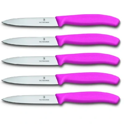 Obrázek Victorinox 5dílná sada nožů na zeleninu Swiss Classic Pink 10 cm bez zoubkovaného broušení nůž rajčata