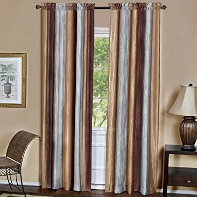 Obrázek Okenní závěs Achim Home Decor filtrující světlo, poloprůhledný, 160 cm délka, 127 široký, čokoládově zbarvený, světlo filtrující, měkký polyester, závěsy do ložnice, obývacího pokoje a jídelny