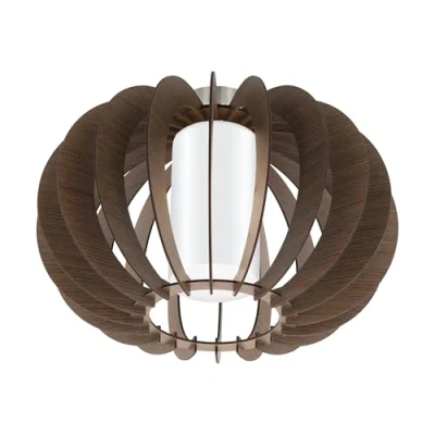Obrázek EGLO stropní svítidlo Stellato 3, s 1 žárovkou vintage, lampa do obývacího pokoje z oceli, dřeva a skla v matném niklu, hnědá, bílá, kuchyňská lampa, chodby strop objímkou